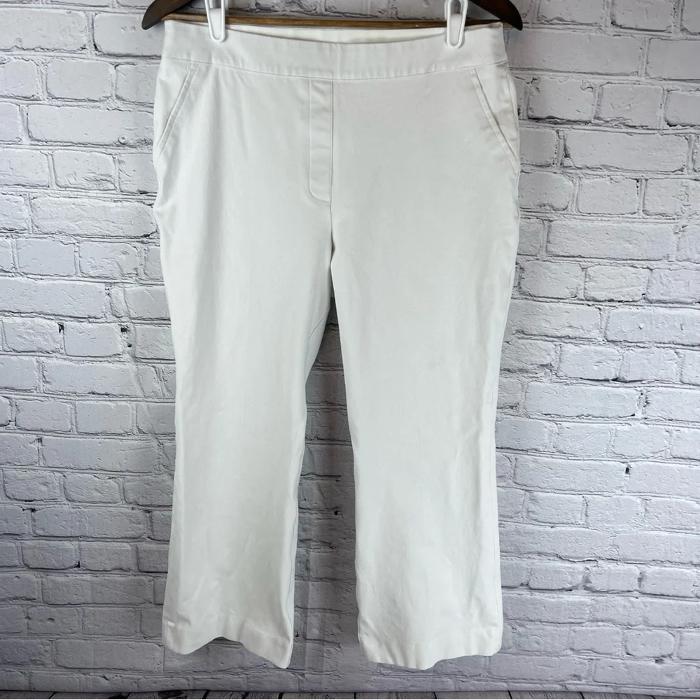 SPANX Flared‎ Pull-On Cropped Jeans Tummy Control Stretch Women’s Large White - Picture 2 of 12